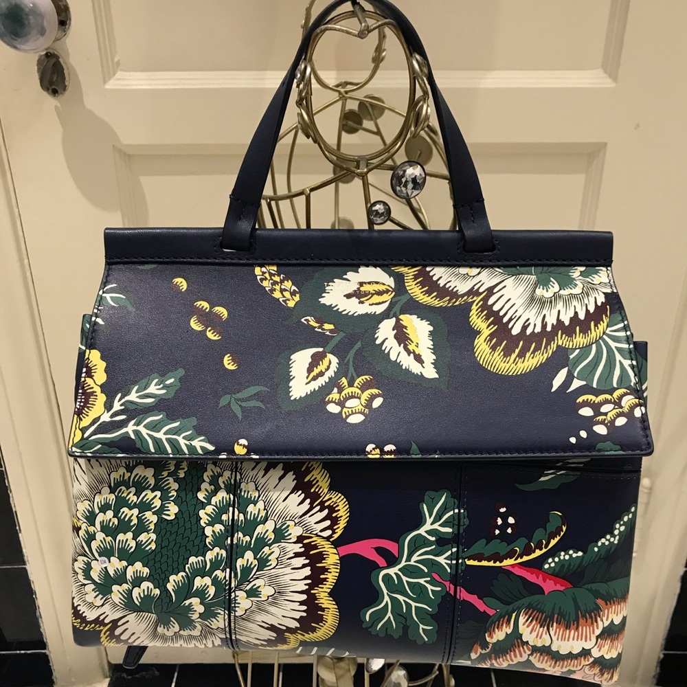 Tory Burch block T leather satchel crossbody bag